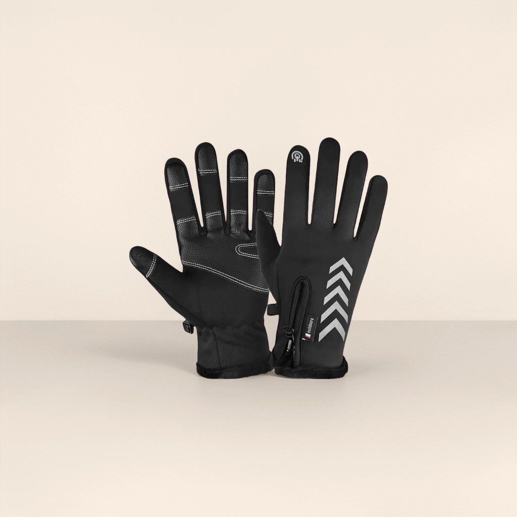 Black thickened warm gloves for both men and women, anti-slip and wear-resistant winter style
