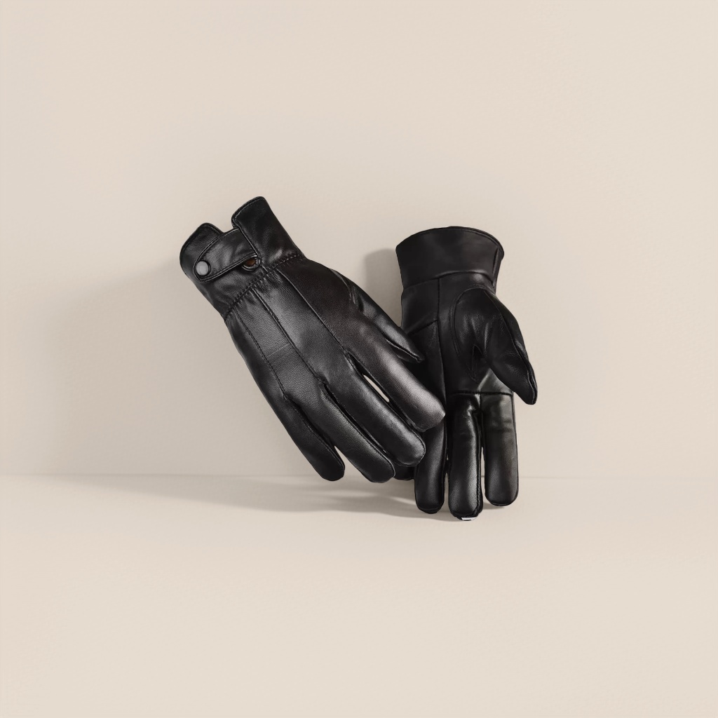 Black leather gloves for both men and women, anti-slip, warm, figure-hugging and comfortable to the hands