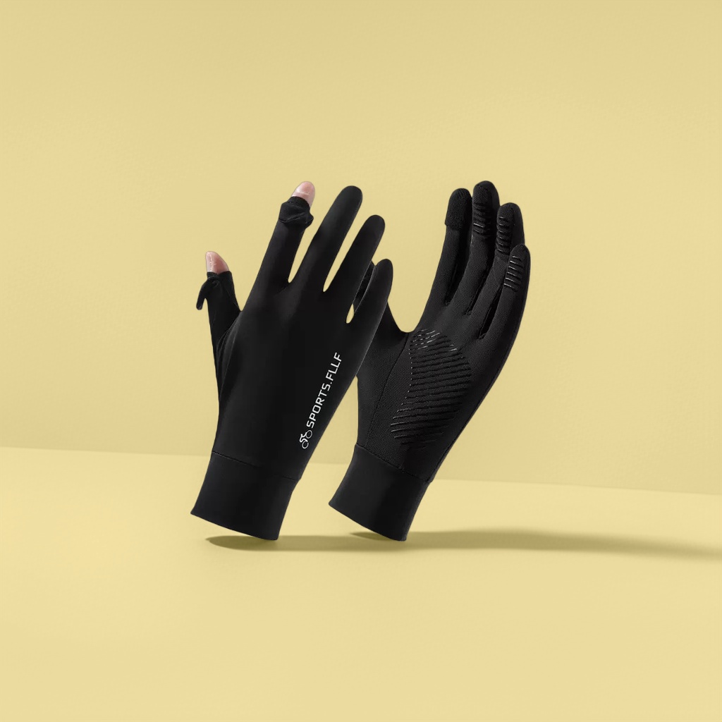 Black sports gloves made of high-elasticity Lycra fabric with breathable mesh on the back of the hand are suitable for both men and women for fitness and cycling Specification image