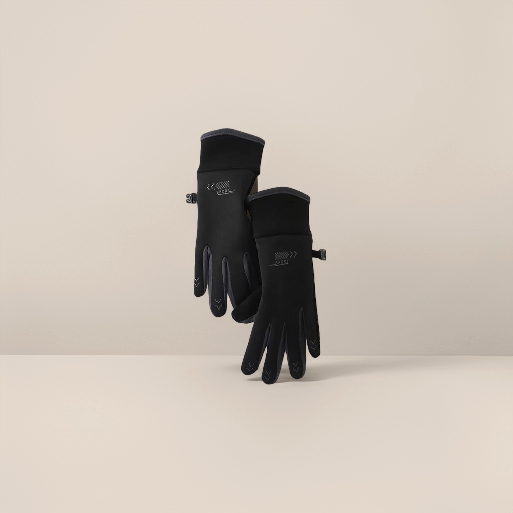 Black sports gloves, breathable, anti-slip, thickened and warm, for cycling and fitness training details Picture