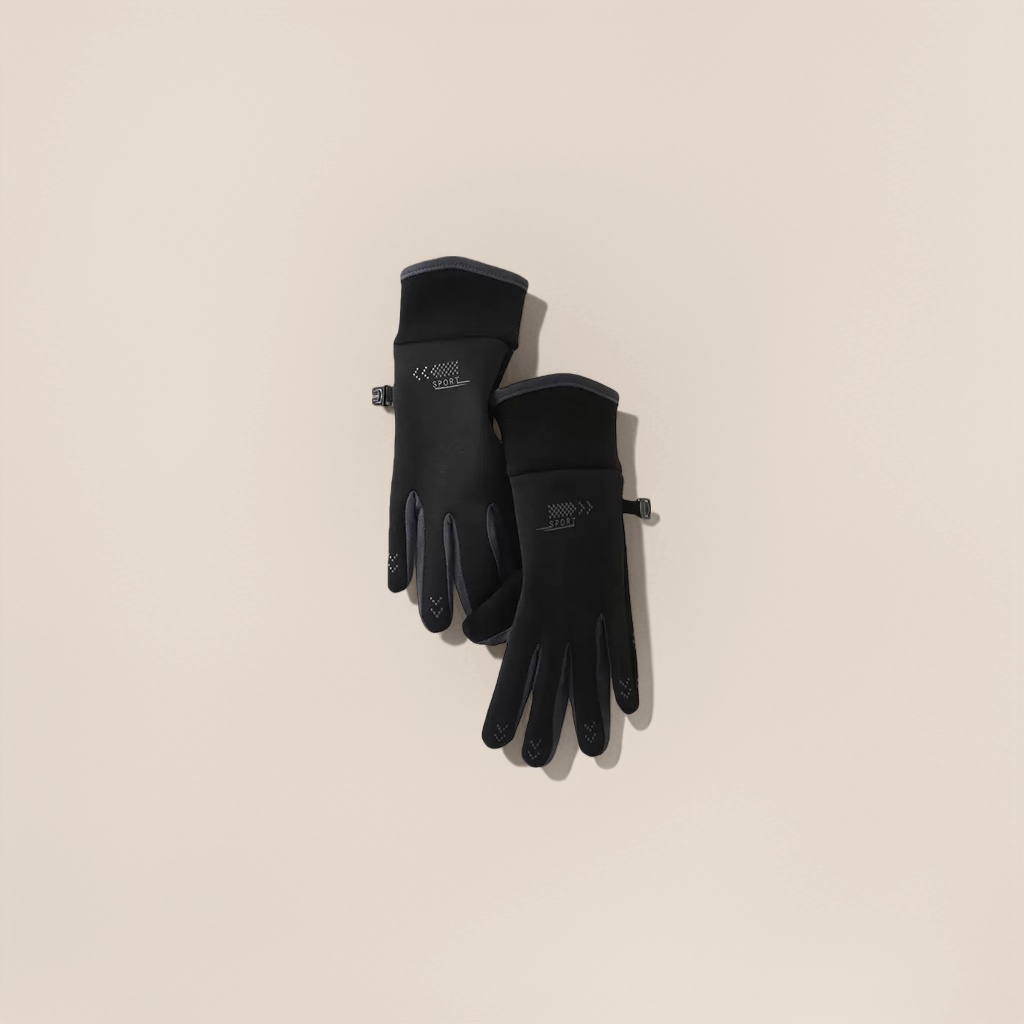 Black sports gloves, breathable, anti-slip, thickened and warm, for cycling and fitness training