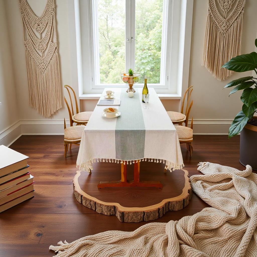 The pure cotton embroidered tablecloth is simple and suitable for round and square dining tables Application Scenario