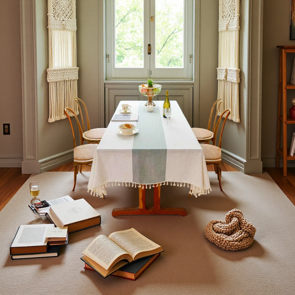 The pure cotton embroidered tablecloth is simple and suitable for round and square dining tables