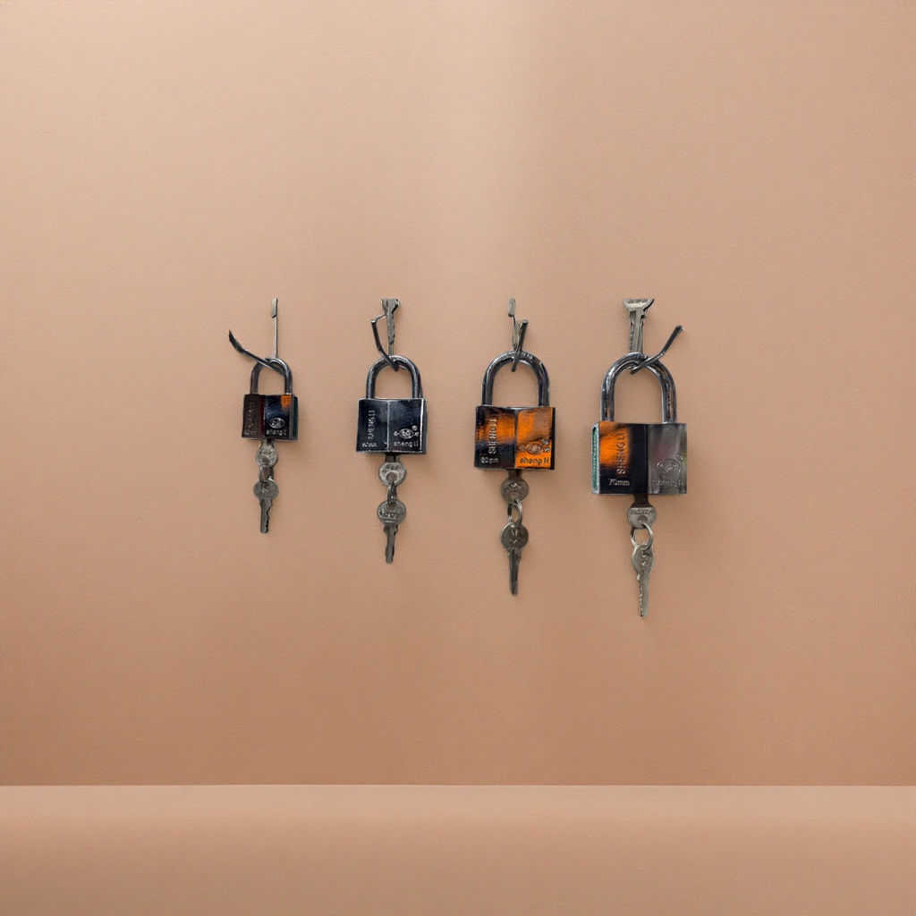 Metal padlock, anti-theft and durable hanging lock, home, office and warehouse door lock