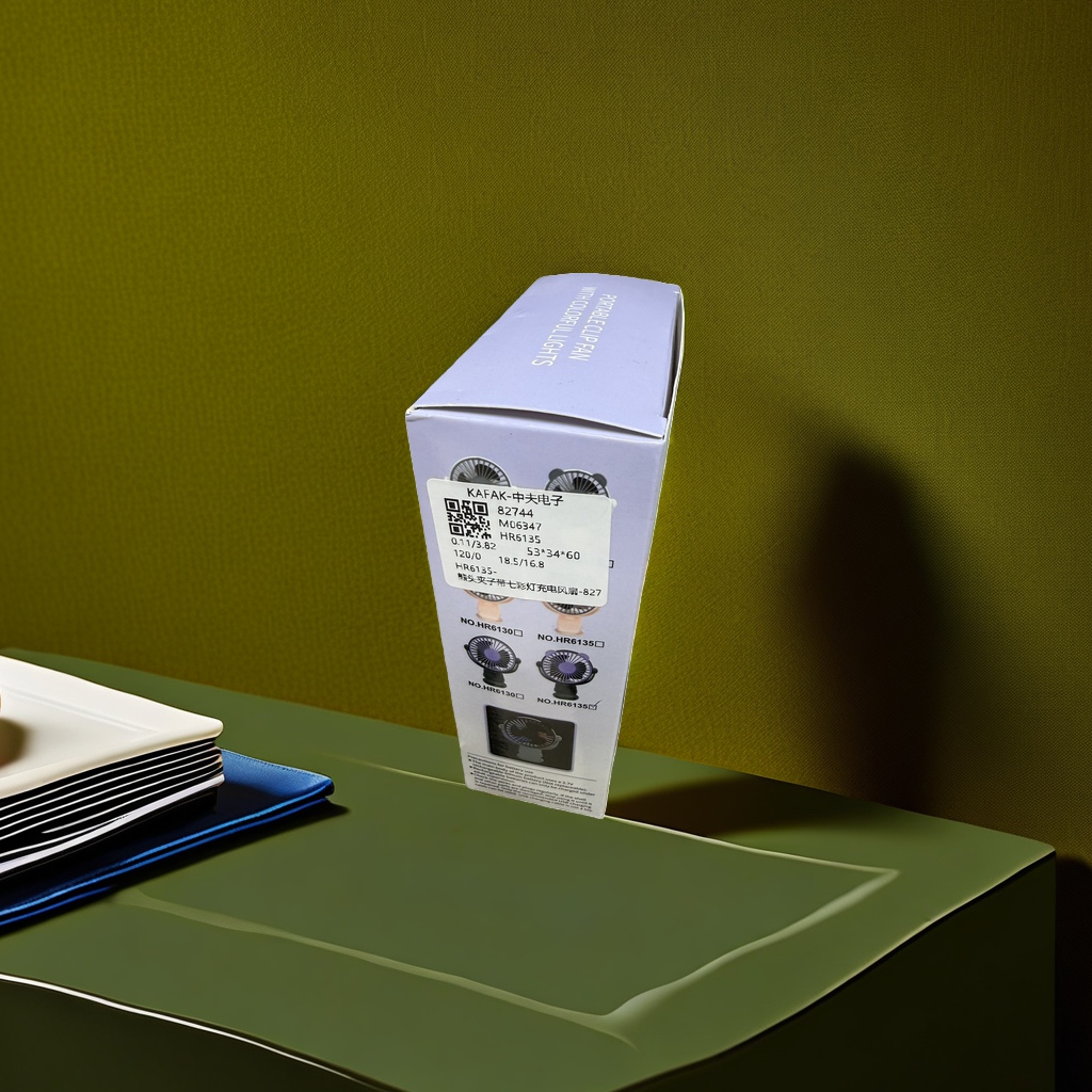 Portable clip fan with product packaging box USB charging desktop small fan