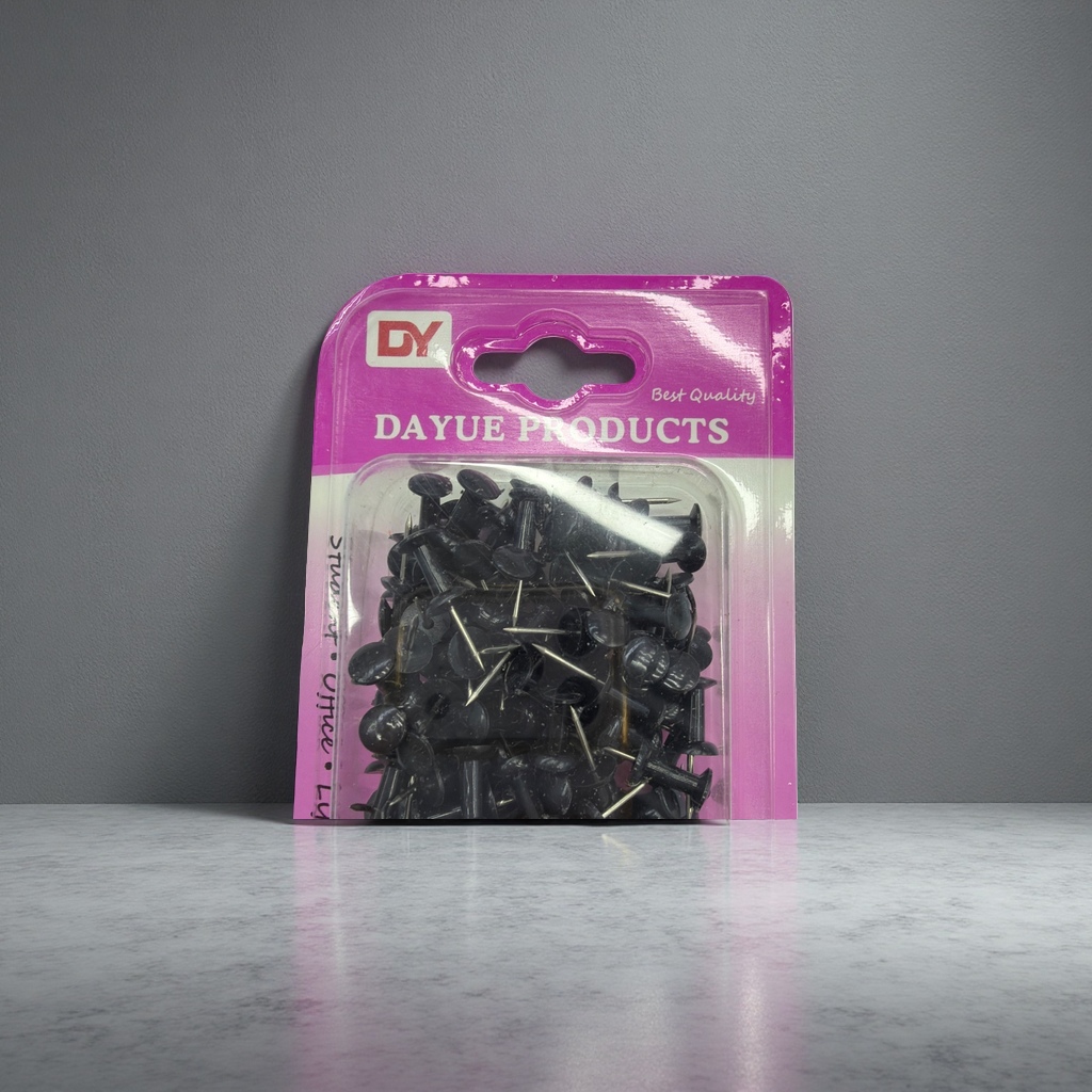 Black thumbtacks, office supplies, metal thumbtacks, bulk packaging, practical and durable details Picture