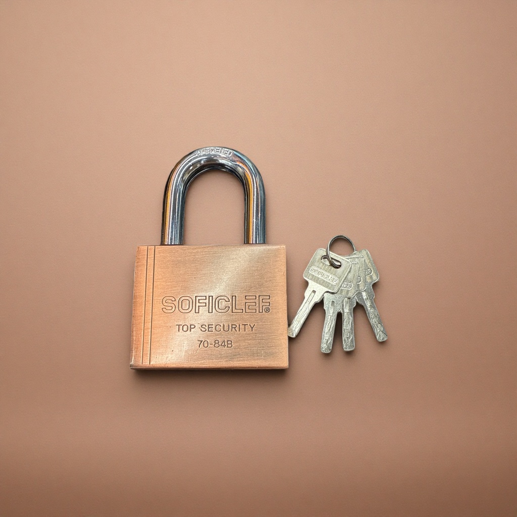 Copper-colored padlock with key, anti-theft and durable metal padlock Specification image