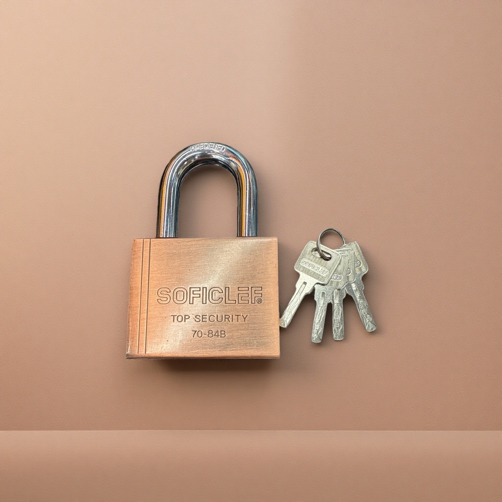 Copper-colored padlock with key, anti-theft and durable metal padlock Copper-colored padlock with key, anti-theft and durable metal padlock