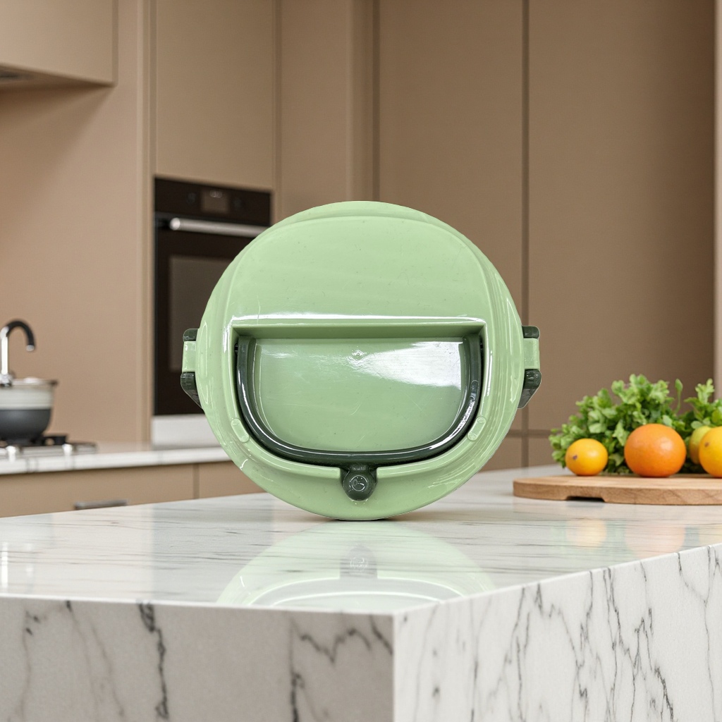 Green three-layer lunch box, food-grade PP material portable compartments lunch box Specification image