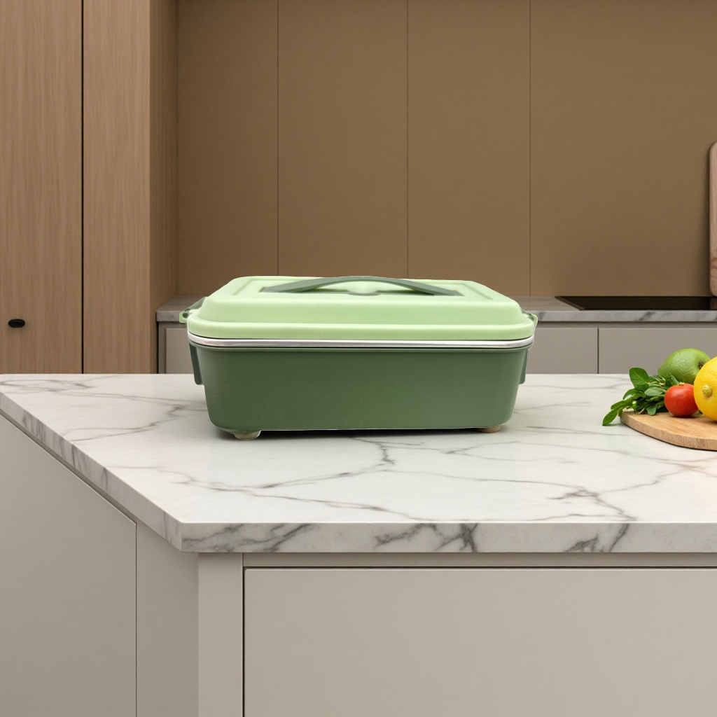 Green lunch box with lid, portable eco-friendly PP material lunch box Specification image