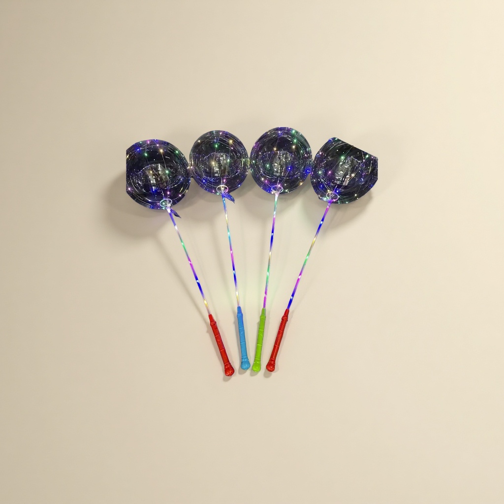 Luminous balloon transparent sphere with colorful light magic wand, festive party decoration details Picture