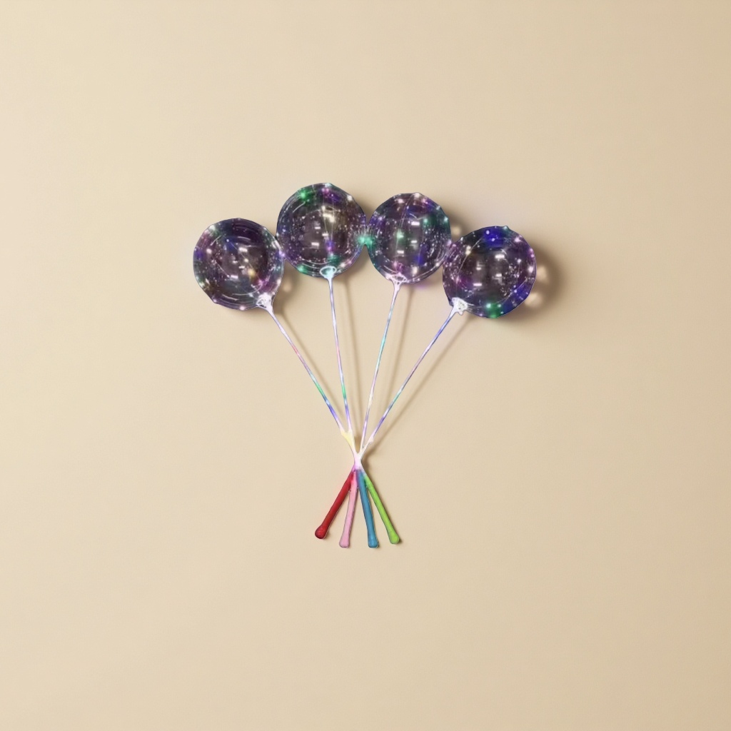 Luminous transparent balloons with LED lights and colorful handles for festive party decorations Application Scenario