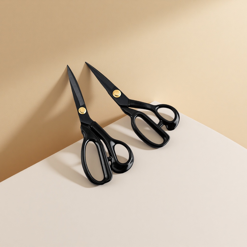 Black scissors, professional fabric cutting scissors, stainless steel sharp, multi-functional household scissors details Picture