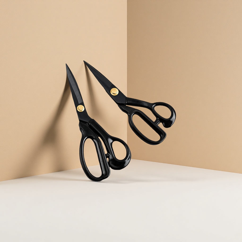 Black scissors, professional fabric cutting scissors, stainless steel sharp, multi-functional household scissors Specification image