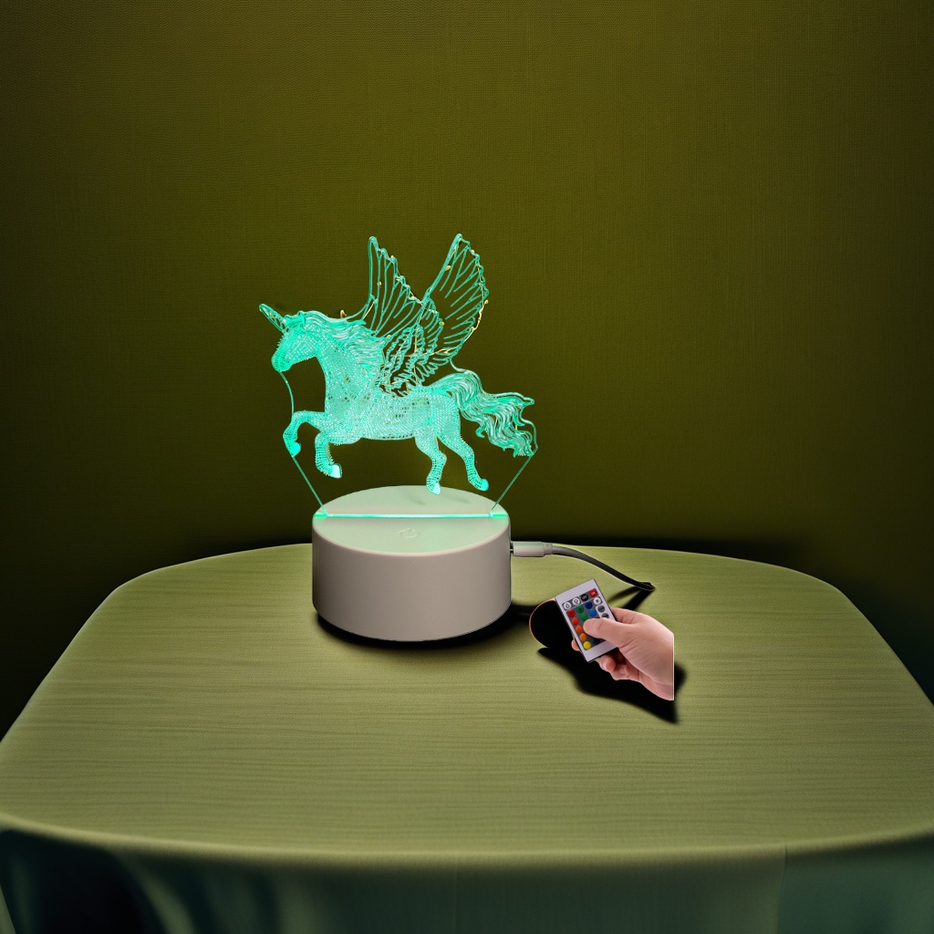 A cute and dreamy night light in the shape of a glowing unicorn for children's bedroom bedside atmosphere details Picture