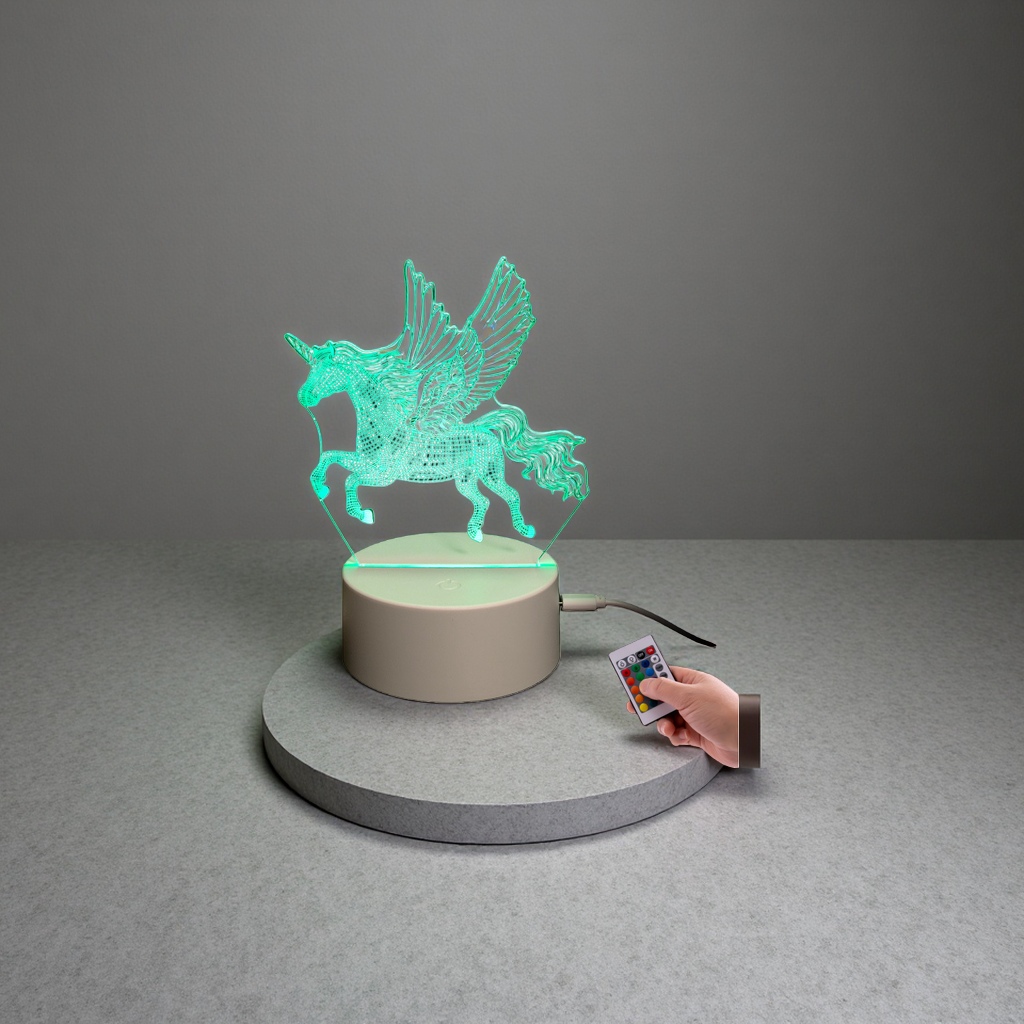 A cute and dreamy night light in the shape of a glowing unicorn for children's bedroom bedside atmosphere Application Scenario