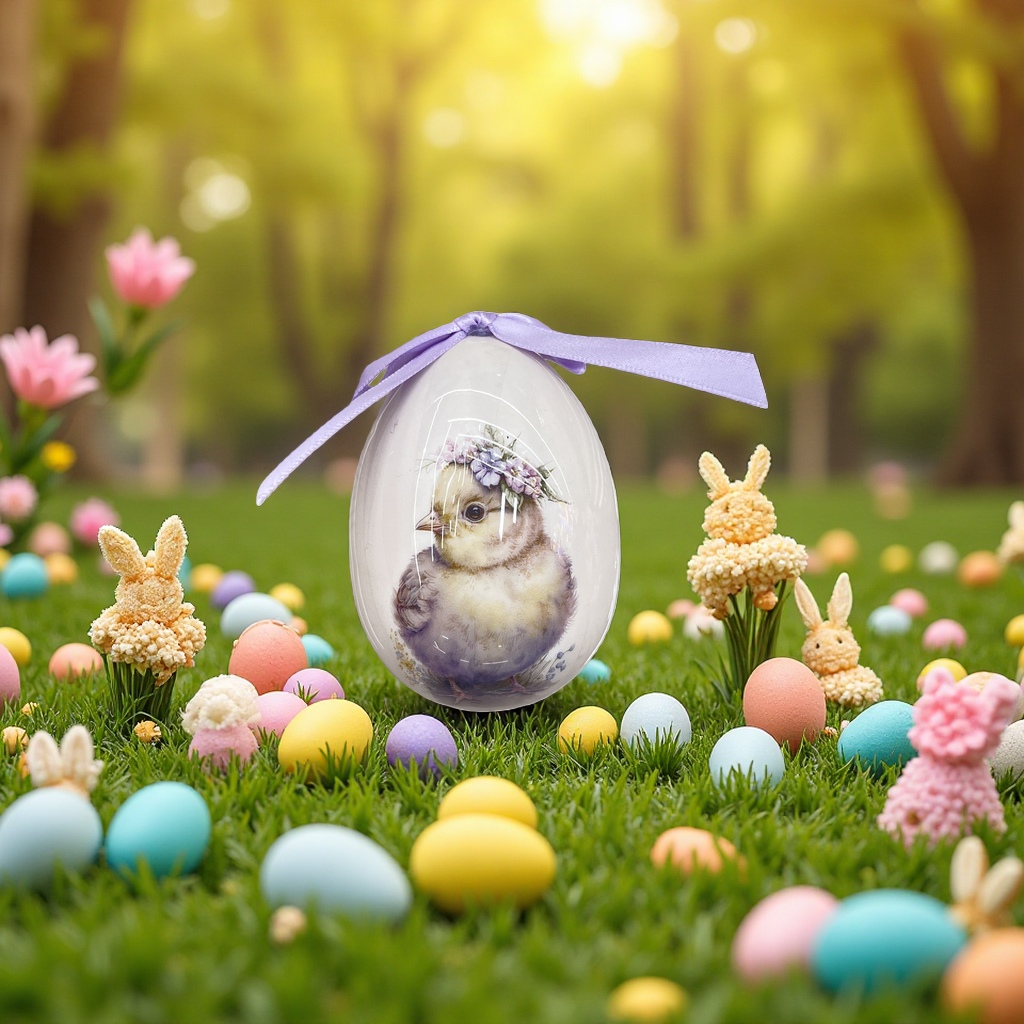 Hand-painted Easter eggs with egg and chicken patterns Specification image