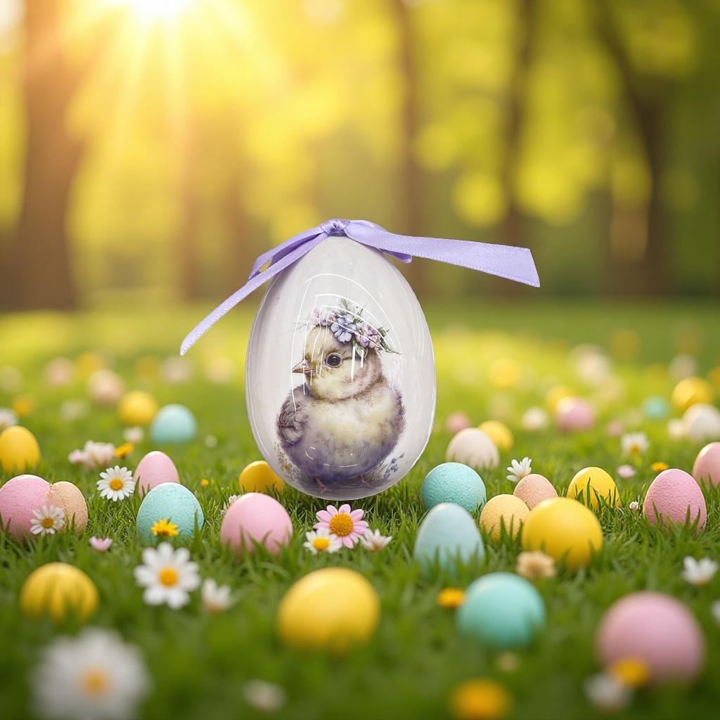Hand-painted Easter eggs with egg and chicken patterns Application Scenario