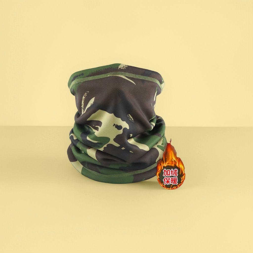 Camouflage patterned knitted scarf, a unisex warm and windproof accessory for autumn and winter