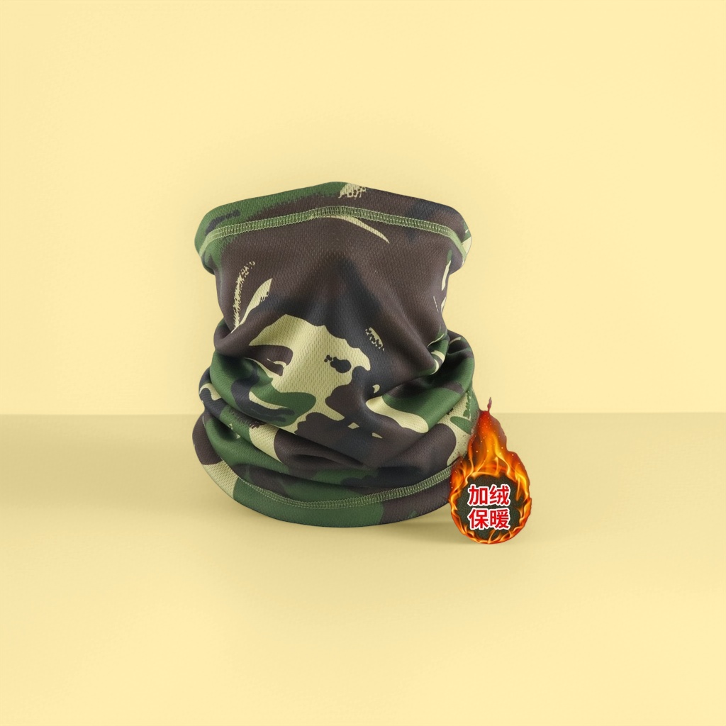 Camouflage patterned knitted scarf, a unisex warm and windproof accessory for autumn and winter Application Scenario