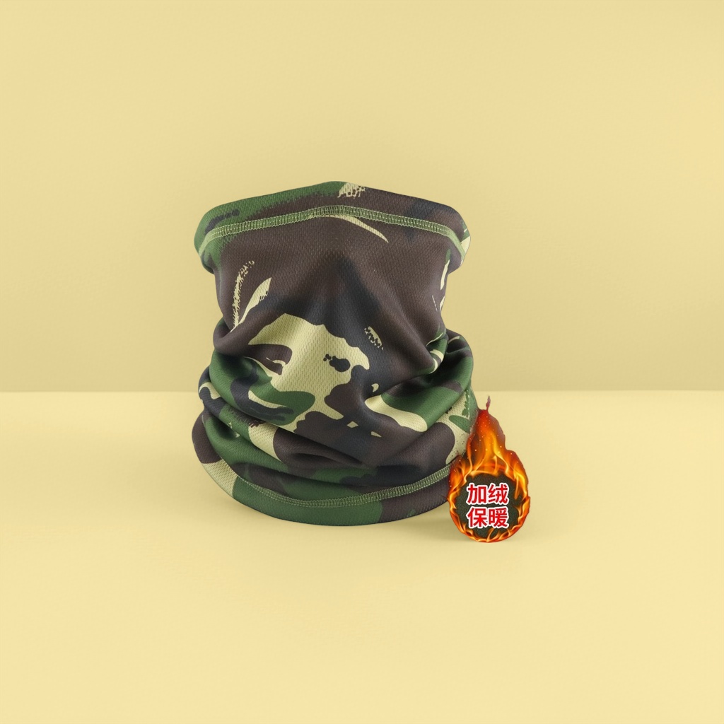 Camouflage patterned knitted scarf, a unisex warm and windproof accessory for autumn and winter Specification image