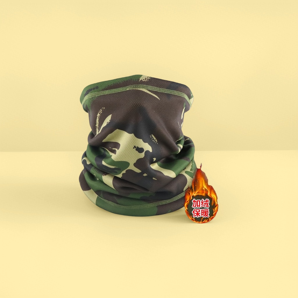 Camouflage patterned knitted scarf, a unisex warm and windproof accessory for autumn and winter details Picture