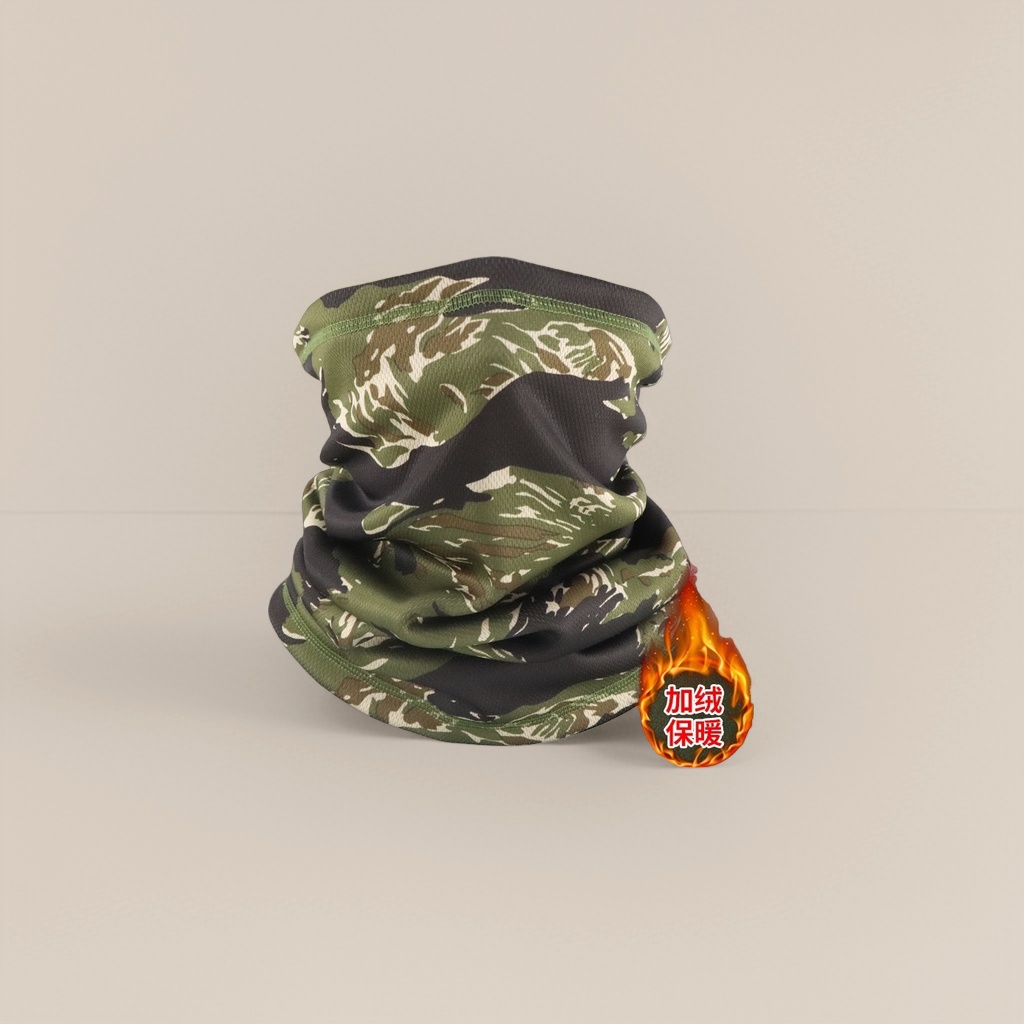 Thickened knitted neck scarf with camouflage pattern for cold protection and neck protection during winter outdoor sports Specification image