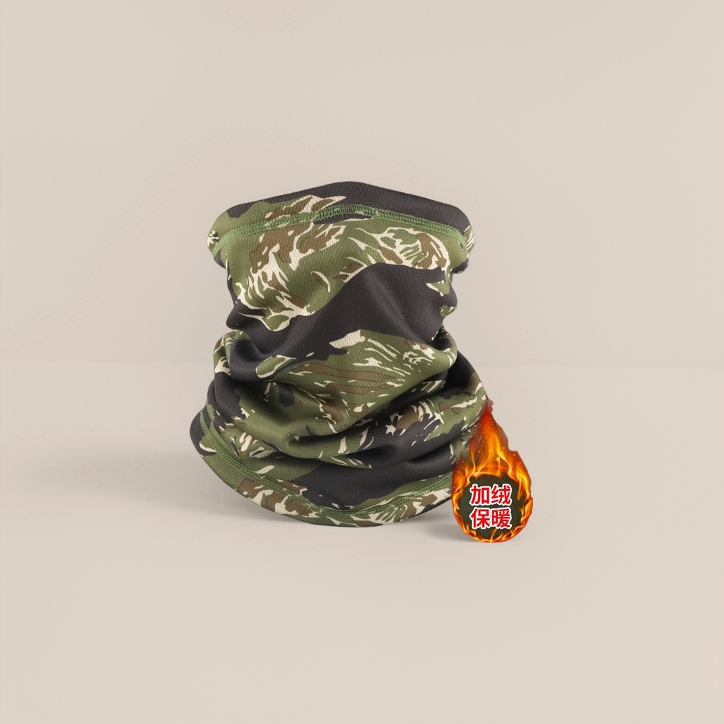 Thickened knitted neck scarf with camouflage pattern for cold protection and neck protection during winter outdoor sports details Picture