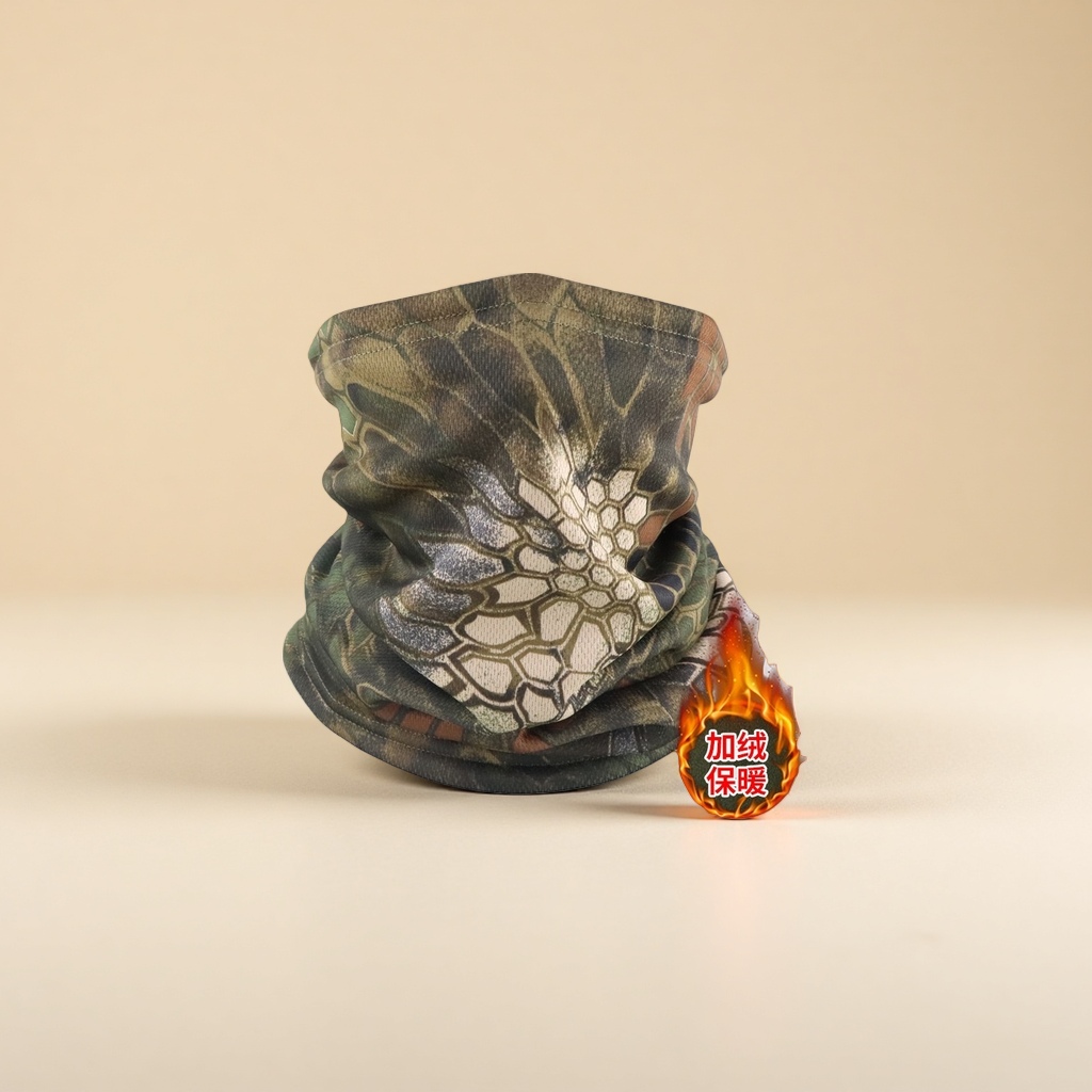 The camouflage pattern cotton ammonia elastic neck scarf is light, breathable and suitable for sports cycling neck protection Specification image