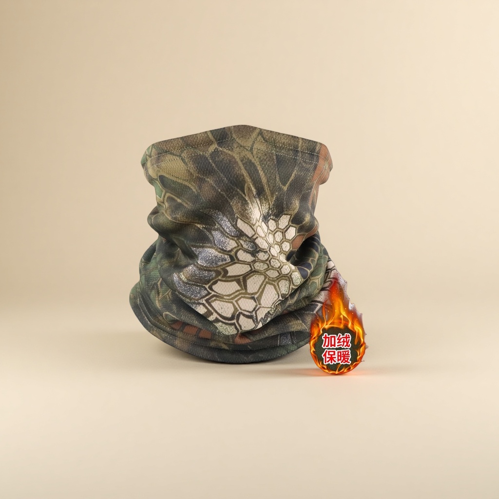 The camouflage pattern cotton ammonia elastic neck scarf is light, breathable and suitable for sports cycling neck protection Application Scenario