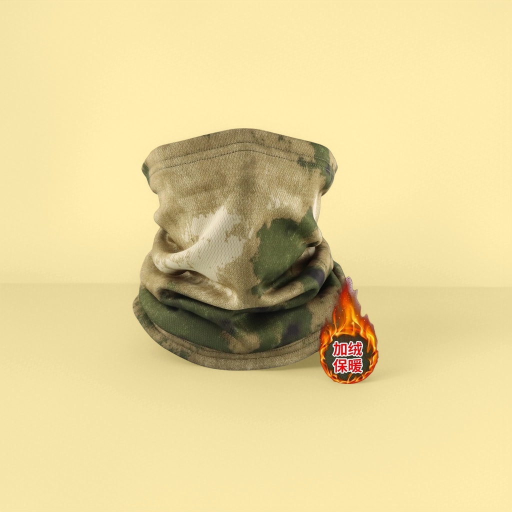 The camouflage patterned knitted scarf is elastic, breathable and suitable for all seasons