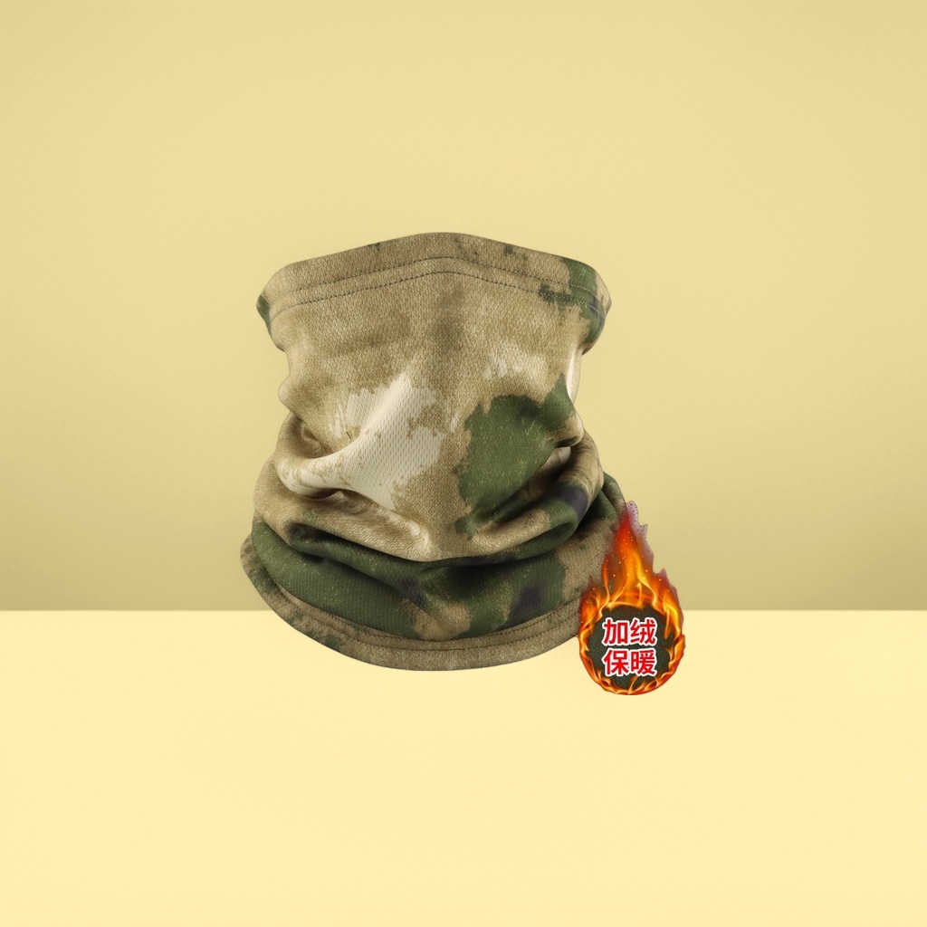 The camouflage patterned knitted scarf is elastic, breathable and suitable for all seasons details Picture