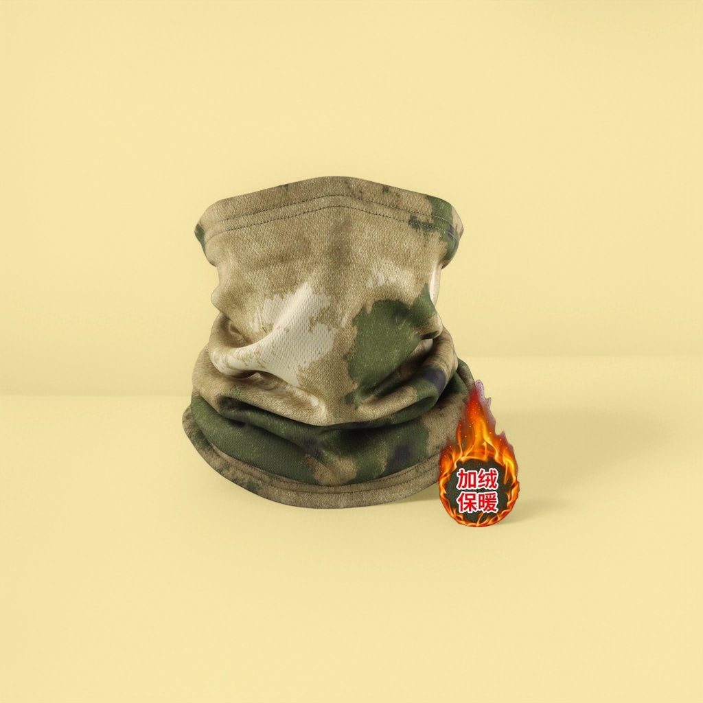 The camouflage patterned knitted scarf is elastic, breathable and suitable for all seasons Application Scenario