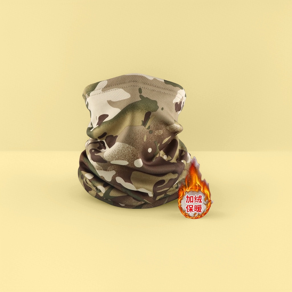 Thickened cotton neck scarf with camouflage pattern for cold protection and neck protection during winter outdoor sports details Picture