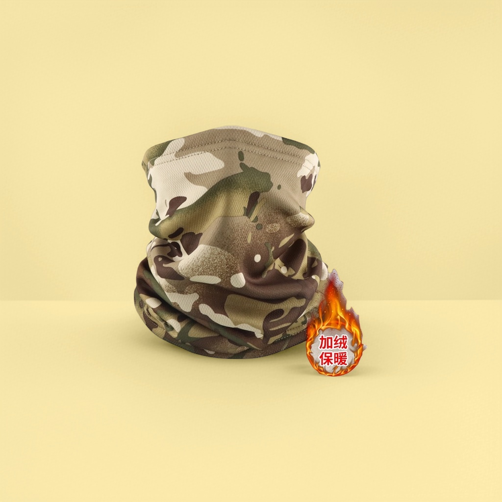 Thickened cotton neck scarf with camouflage pattern for cold protection and neck protection during winter outdoor sports Application Scenario