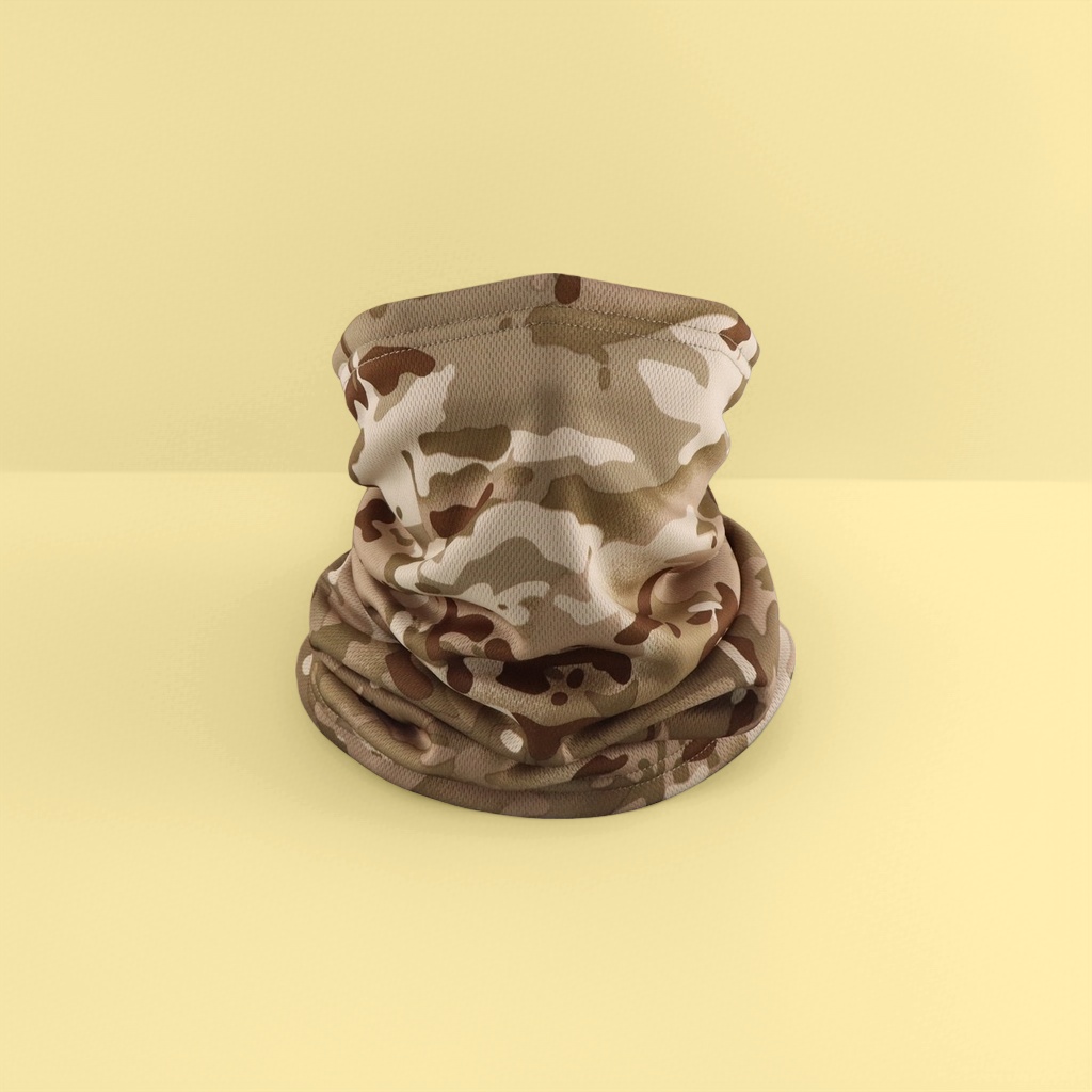 The camouflage pattern knitted scarf is elastic, breathable and versatile for sports and outdoor activities Specification image