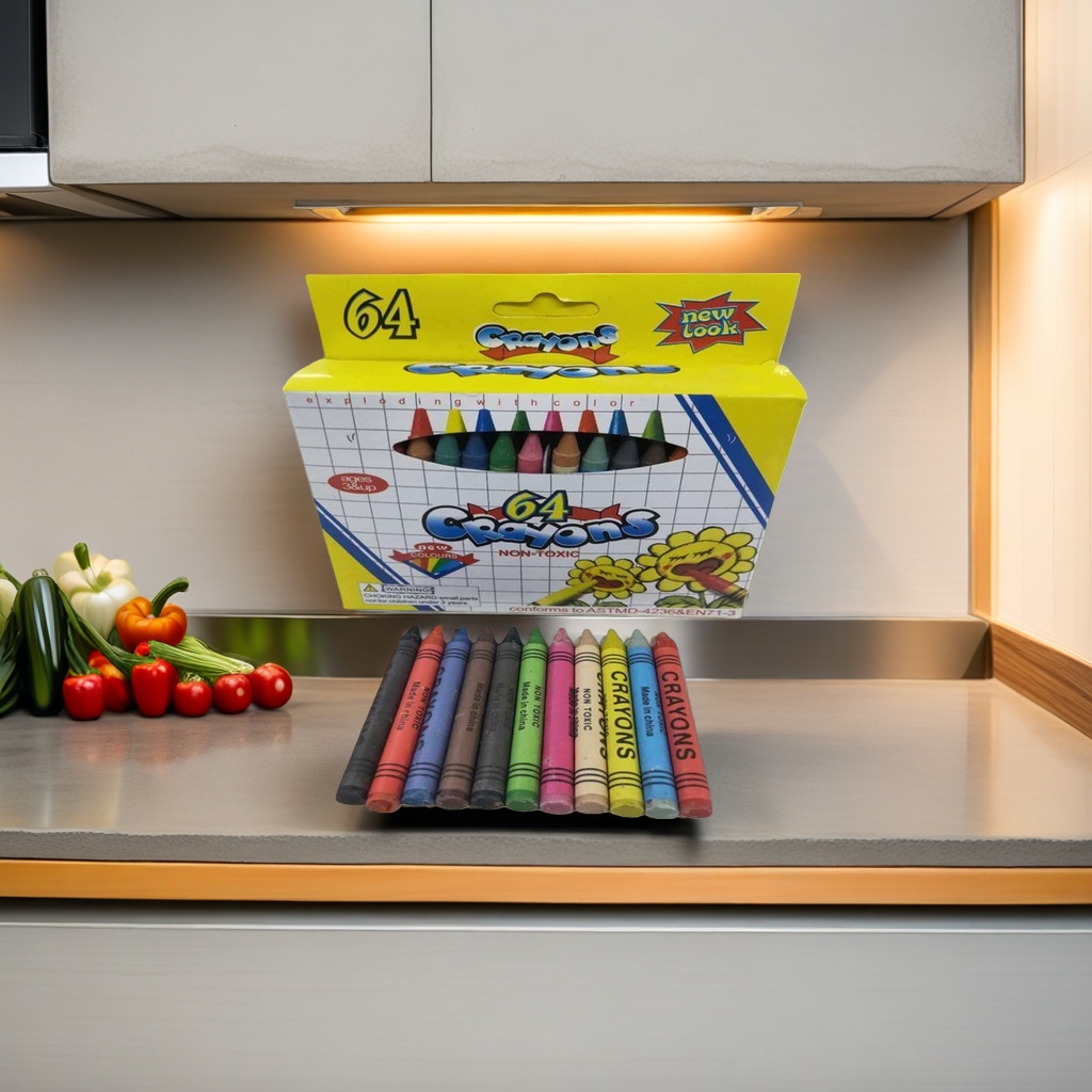 أقلام شمعية بالألوان (12) ملونة بأغلفة شمع لوحات رسوم الأطفال Specification image