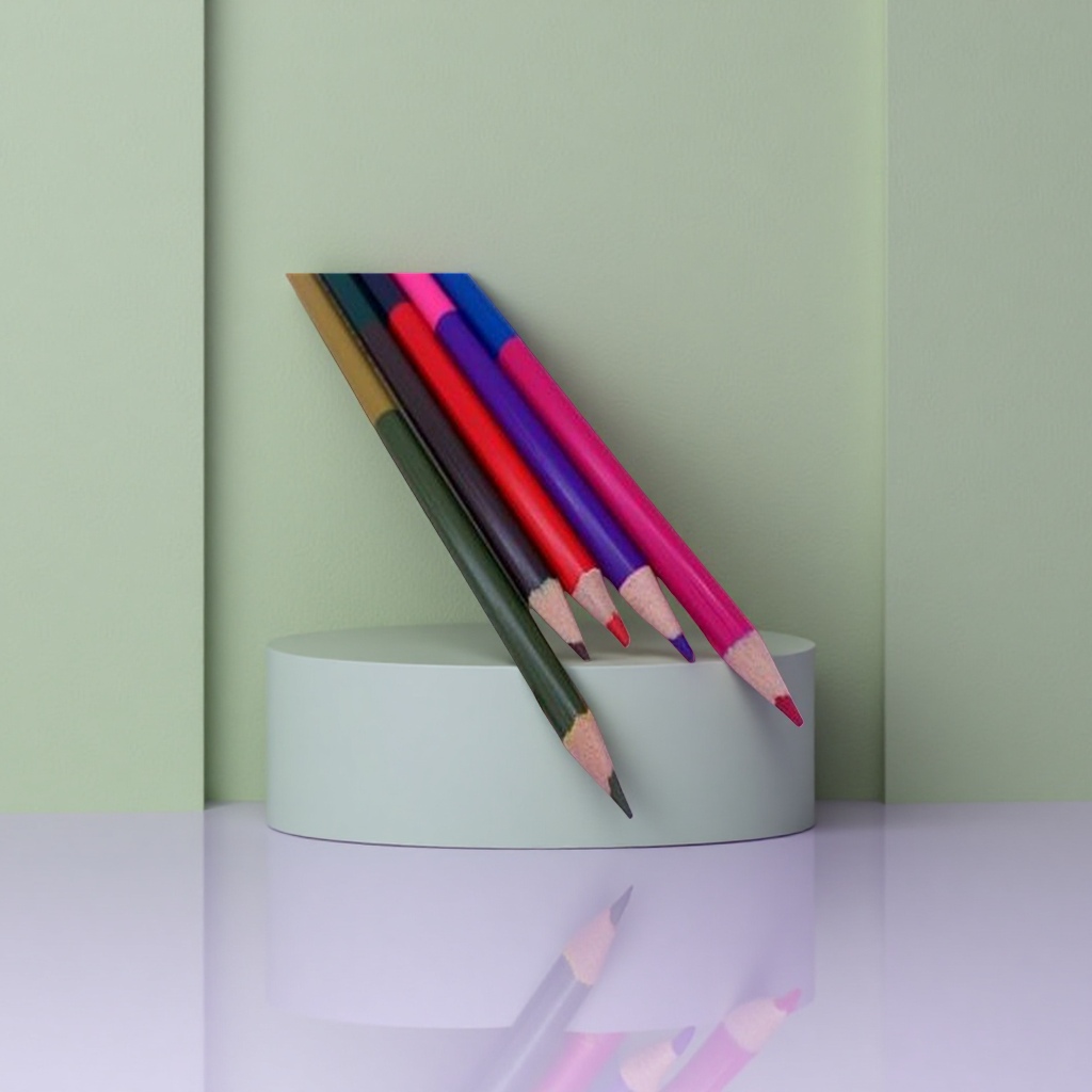 أقلام رصاص ملونة خضراء اللون (24)، بدلة فنية جميلة، 203603010 Specification image
