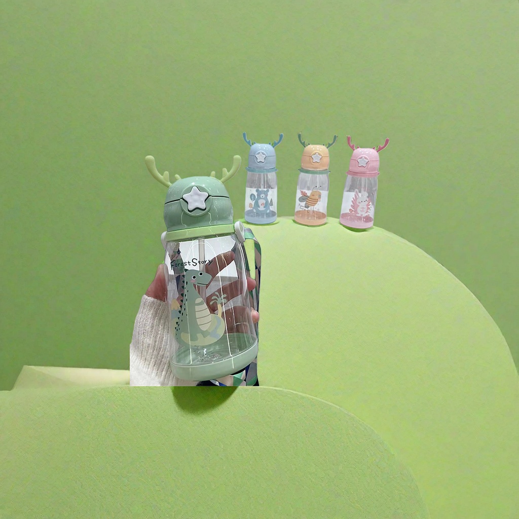 Cartoon animal pattern water cup, children's cute insulated cup, large-capacity portable water bottle details Picture