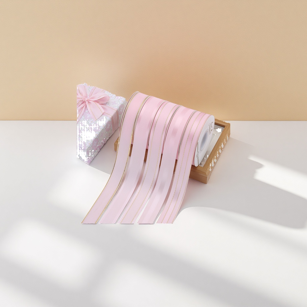 Handmade DIY gift box packaging with pink ribbon roll bow decoration Application Scenario