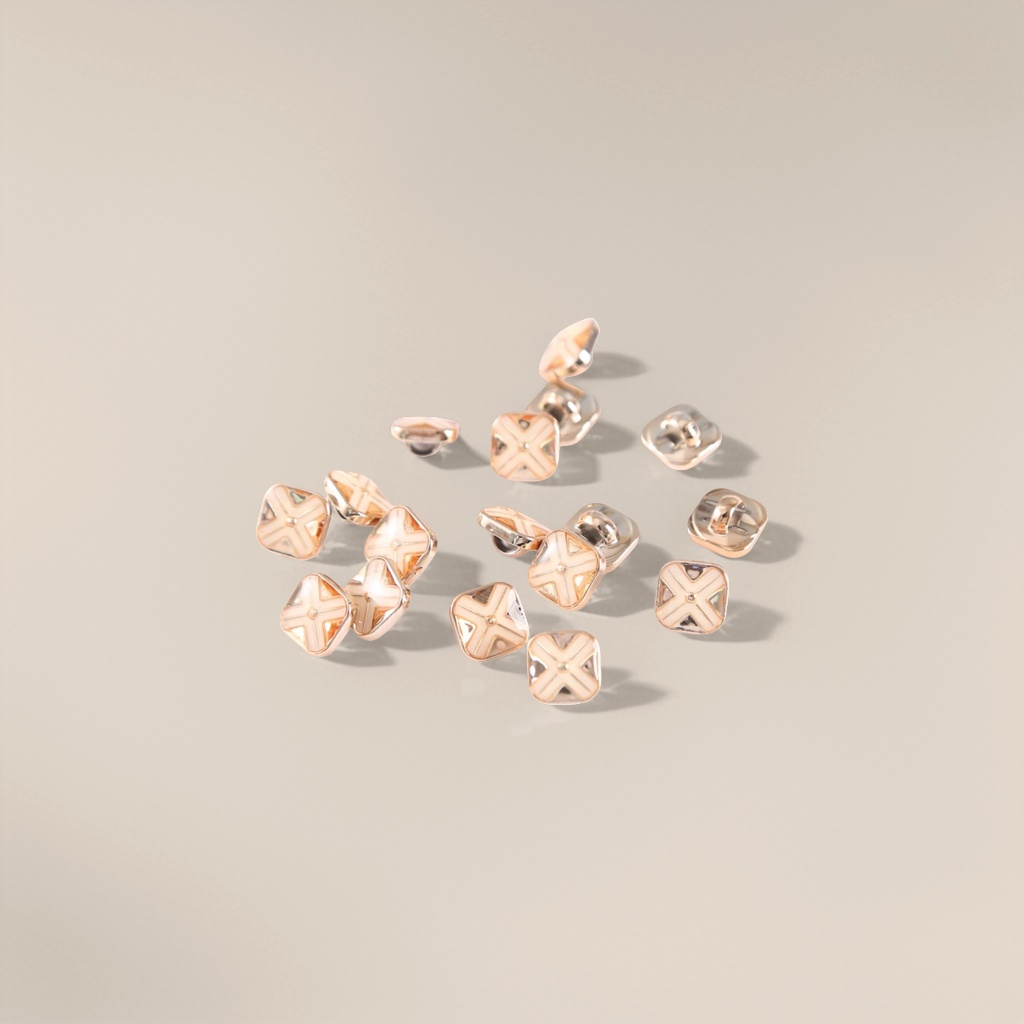 Golden square button clothing accessories are available with free shipping and can be customized in multiple specifications Specification image