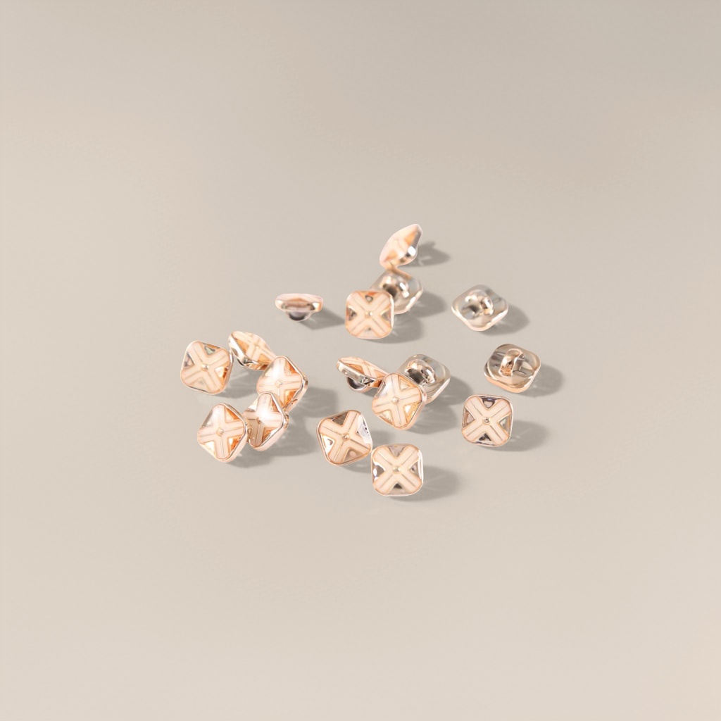 Golden square button clothing accessories are available with free shipping and can be customized in multiple specifications details Picture