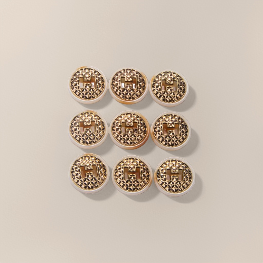 Golden letter H decorative button fashionable metal buckle clothing accessory Application Scenario