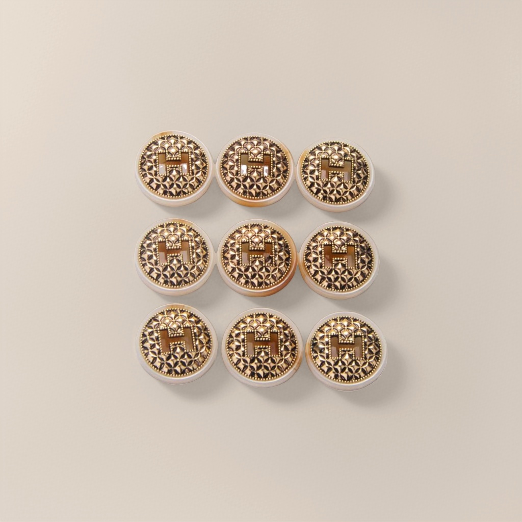 Golden letter H decorative button fashionable metal buckle clothing accessory details Picture