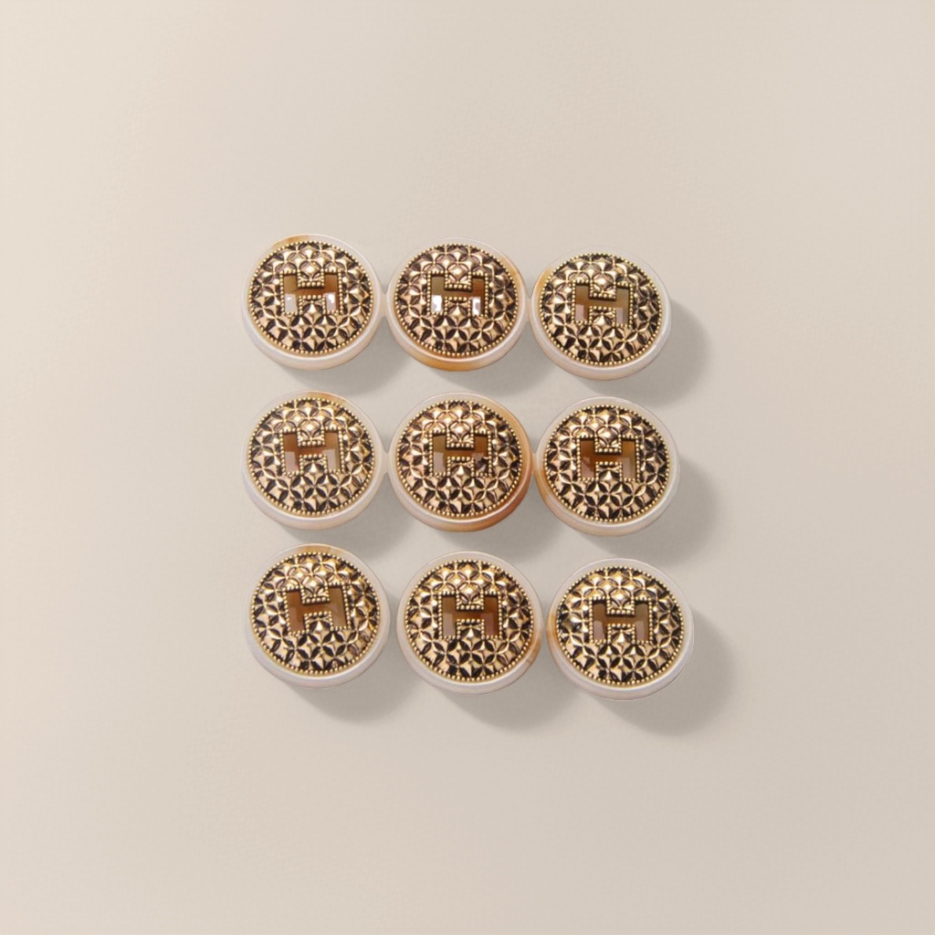 Golden letter H decorative button fashionable metal buckle clothing accessory Specification image