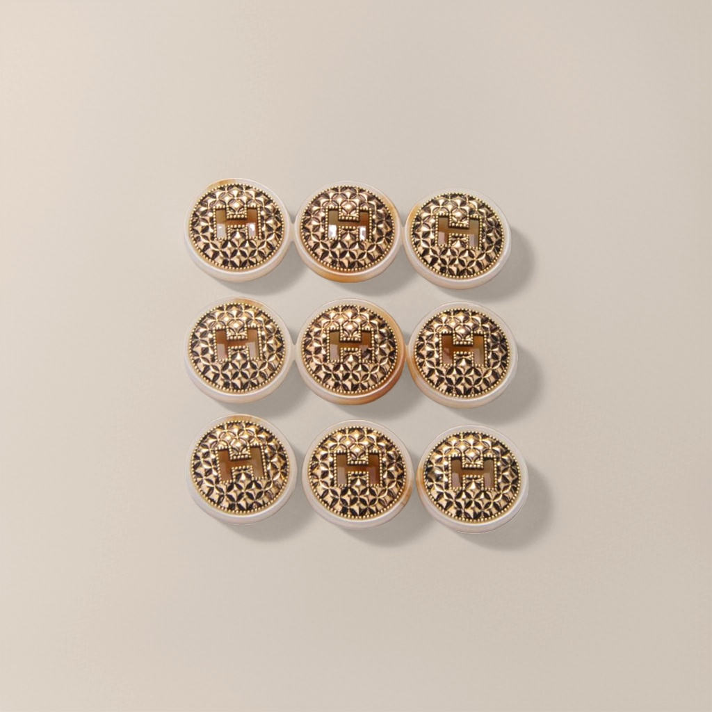 Golden letter H decorative button fashionable metal buckle clothing accessory