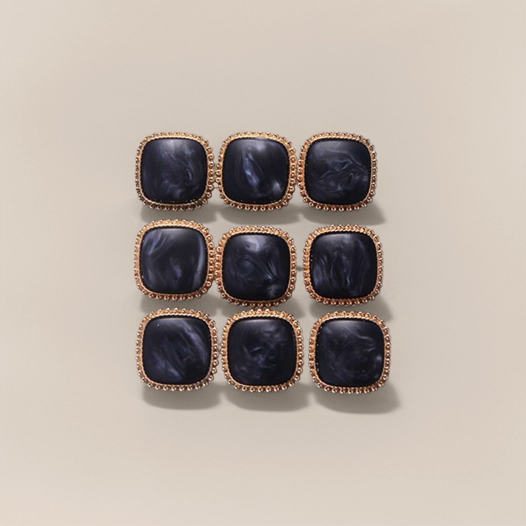 Black square gemstone with golden buttons details Picture