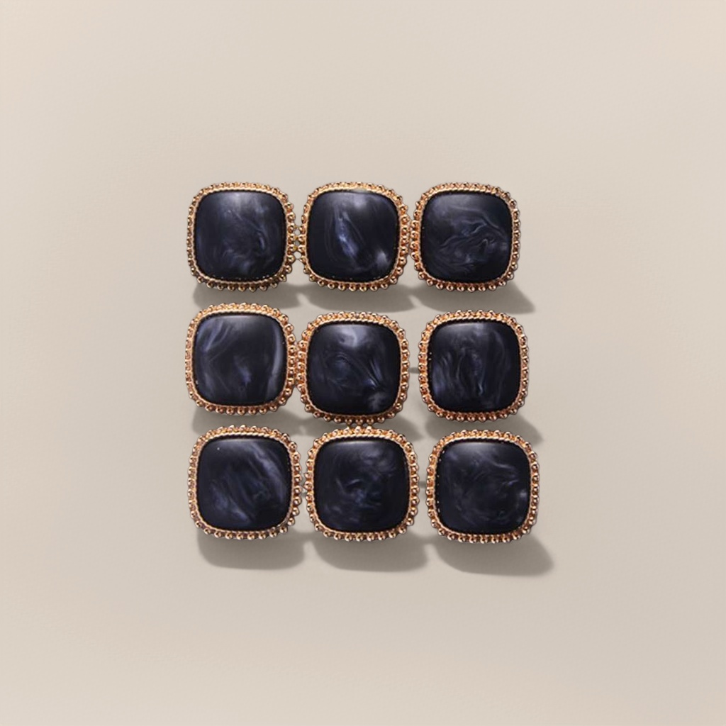 Black square gemstone with golden buttons Application Scenario