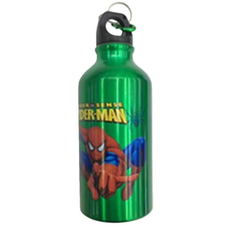 The portable children's insulated water bottle with Spider-Man pattern green is safe, non-toxic and leak-proof Item Picture