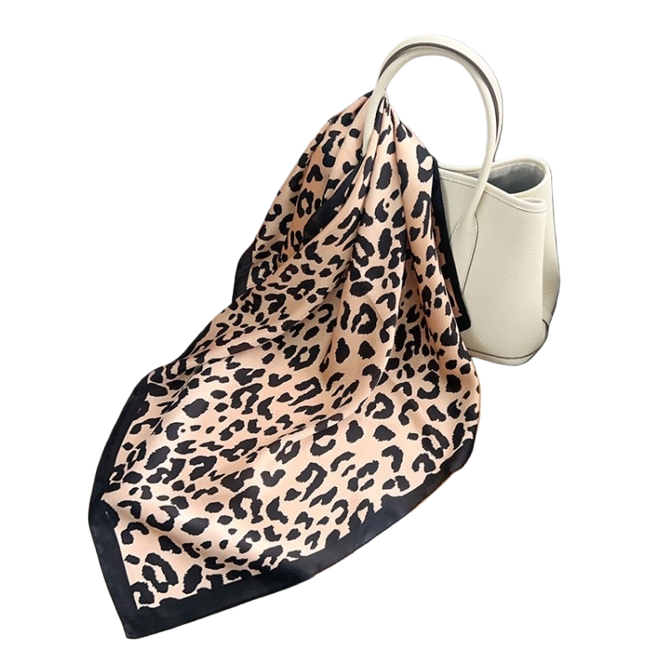 A leopard print pattern silk scarf is a fashionable and versatile silk blend scarf for women in spring and summer Item Picture